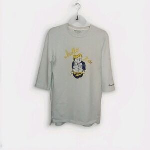 Tennie Wennie Womens Hello Kate Collection Blu Gold Bear Gray Sweatshirt Dress M